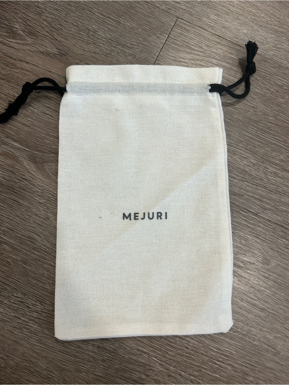 Mejuri Cream Drawstring Pouch with Black Cord